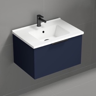 Bathroom Vanity Blue Wall Mounted Small Bathroom Vanity, Modern, 26 Inch Nameeks BODRUM26